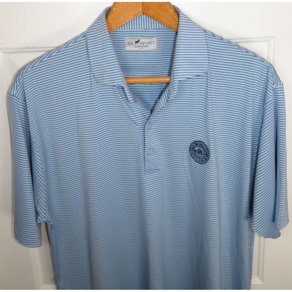 HL Sport Performance Luxury Polo Striped Old North State Club Golf Men's LG